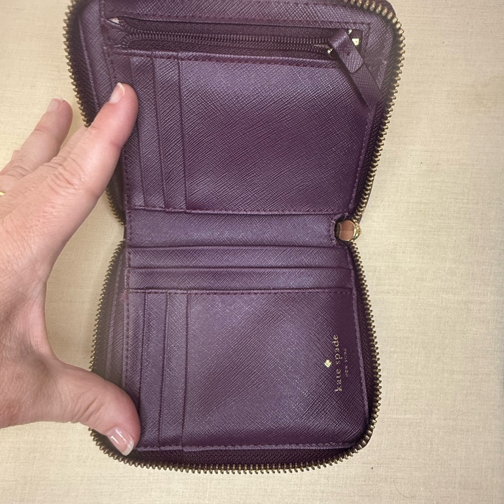 Kate Spade Burgundy Zip-Around Wallet - Like New - Picture 3 of 6